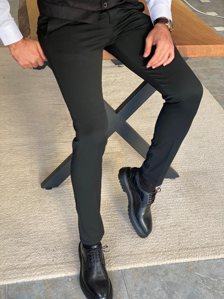 Buy Black Slim Fit Dress Pants by  with Free Shipping