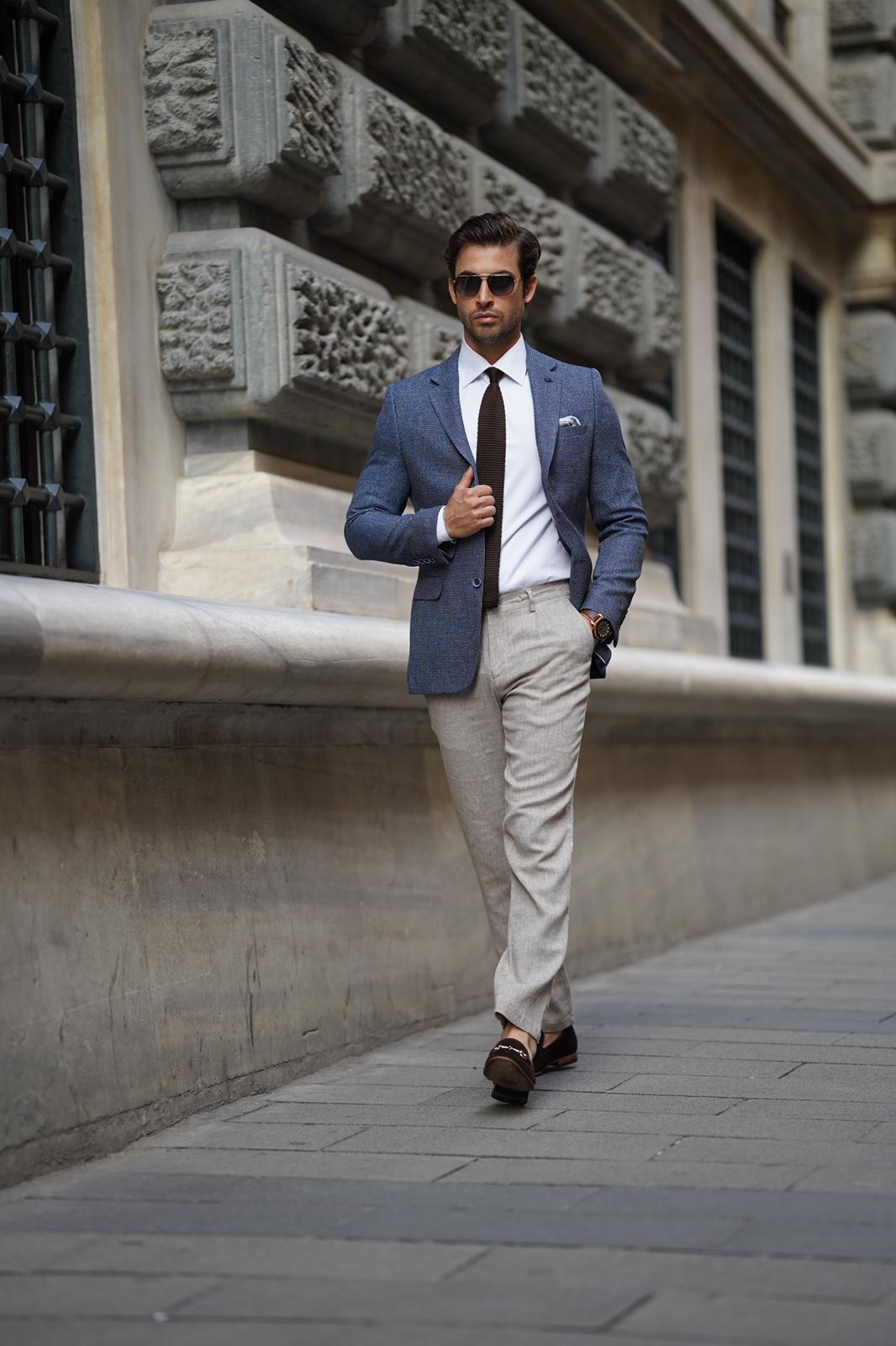 Karl Blue Knitted Slim Fit Blazer – Men's Priorities