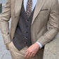 Aspen Beige Plaid Slim Fit Suit