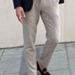 Axim Beige Self-Pattened Slim Fit Pants