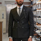Glenn Black Striped Double Breasted Suit