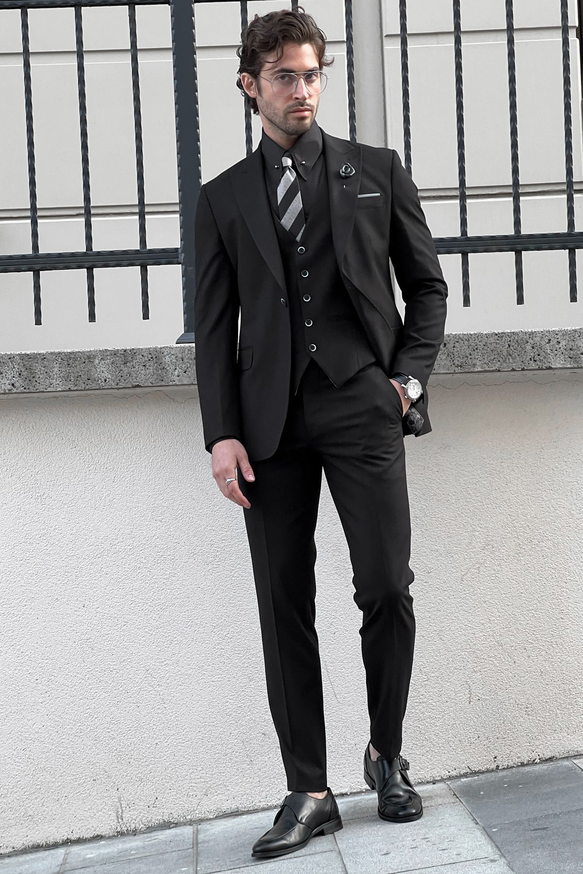 Siena Black Slim Fit Suit