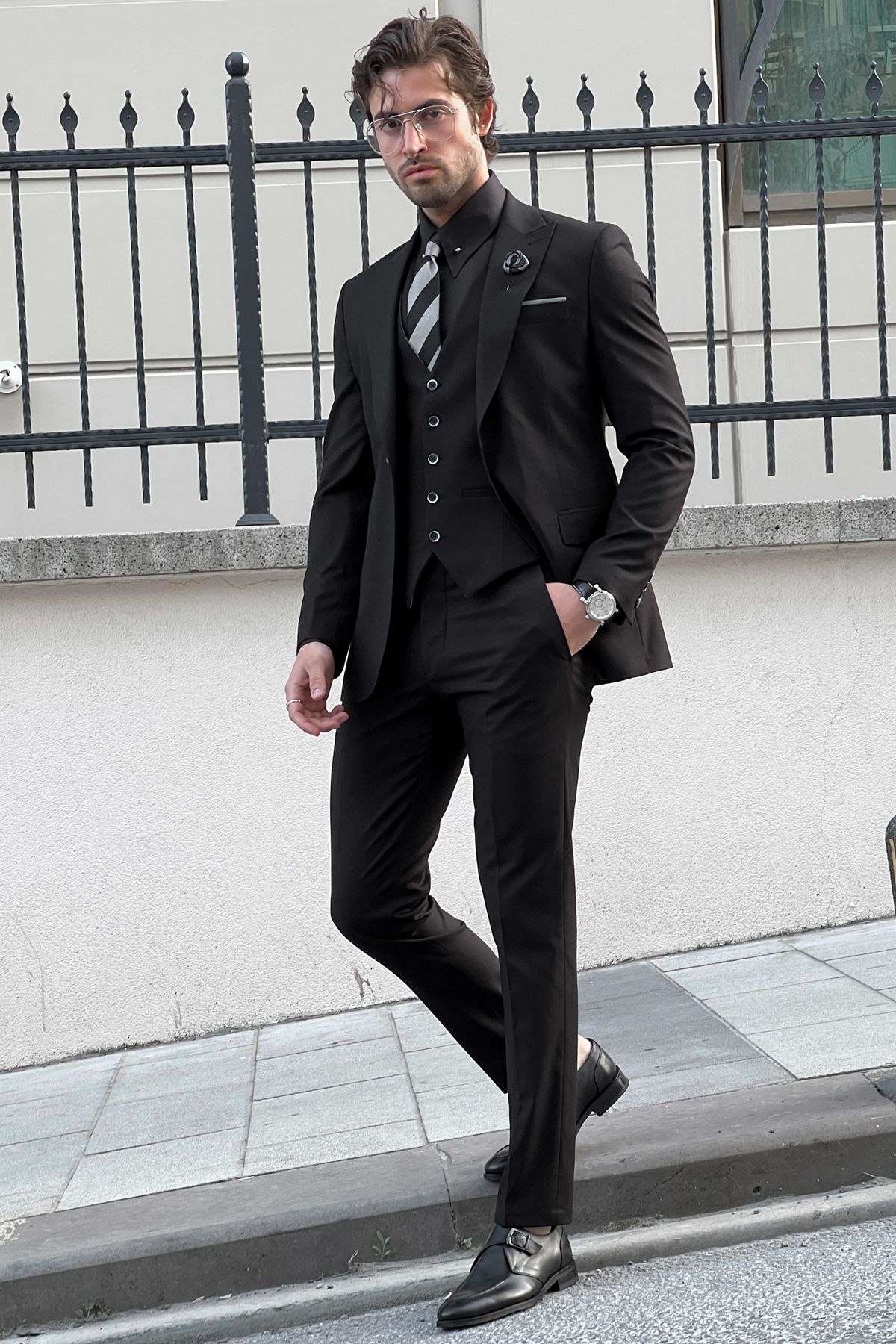 Siena Black Slim Fit Suit