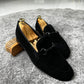 Rava Suede Black Loafers