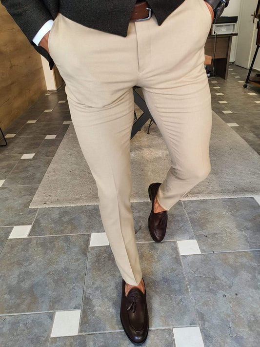 Melilla Beige Slim Fit Pants