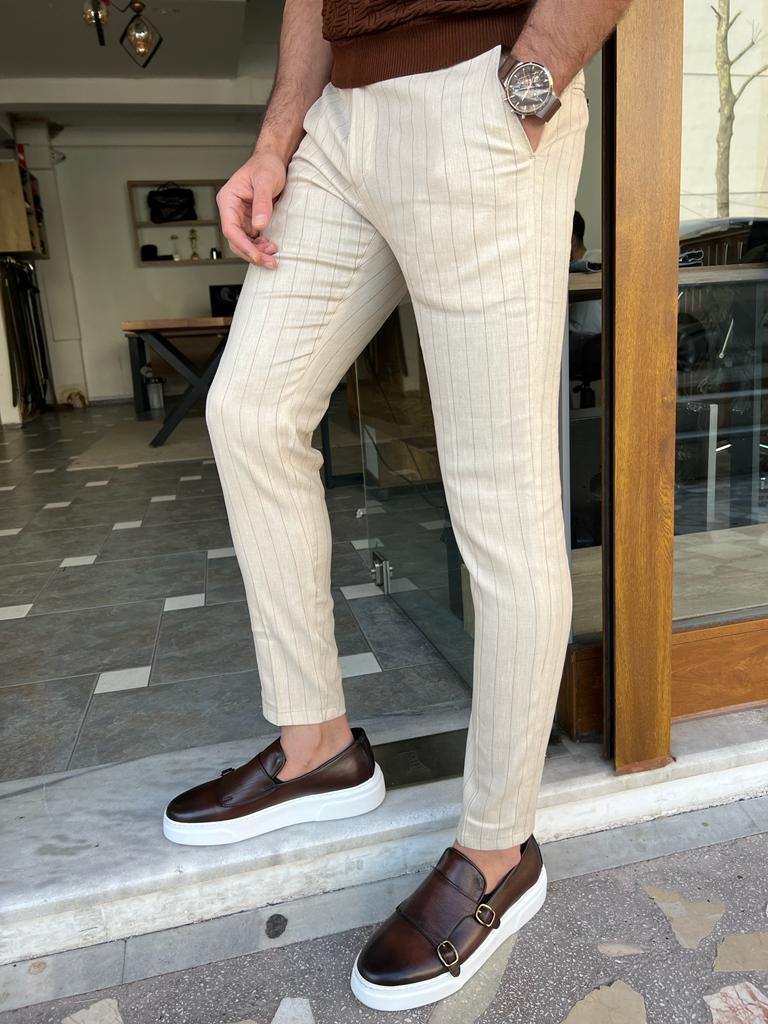 Dolce & Gabbana Black Striped Slim Fit Formal Pants for Men | Lyst