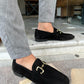 Firencia Suede Black Loafers