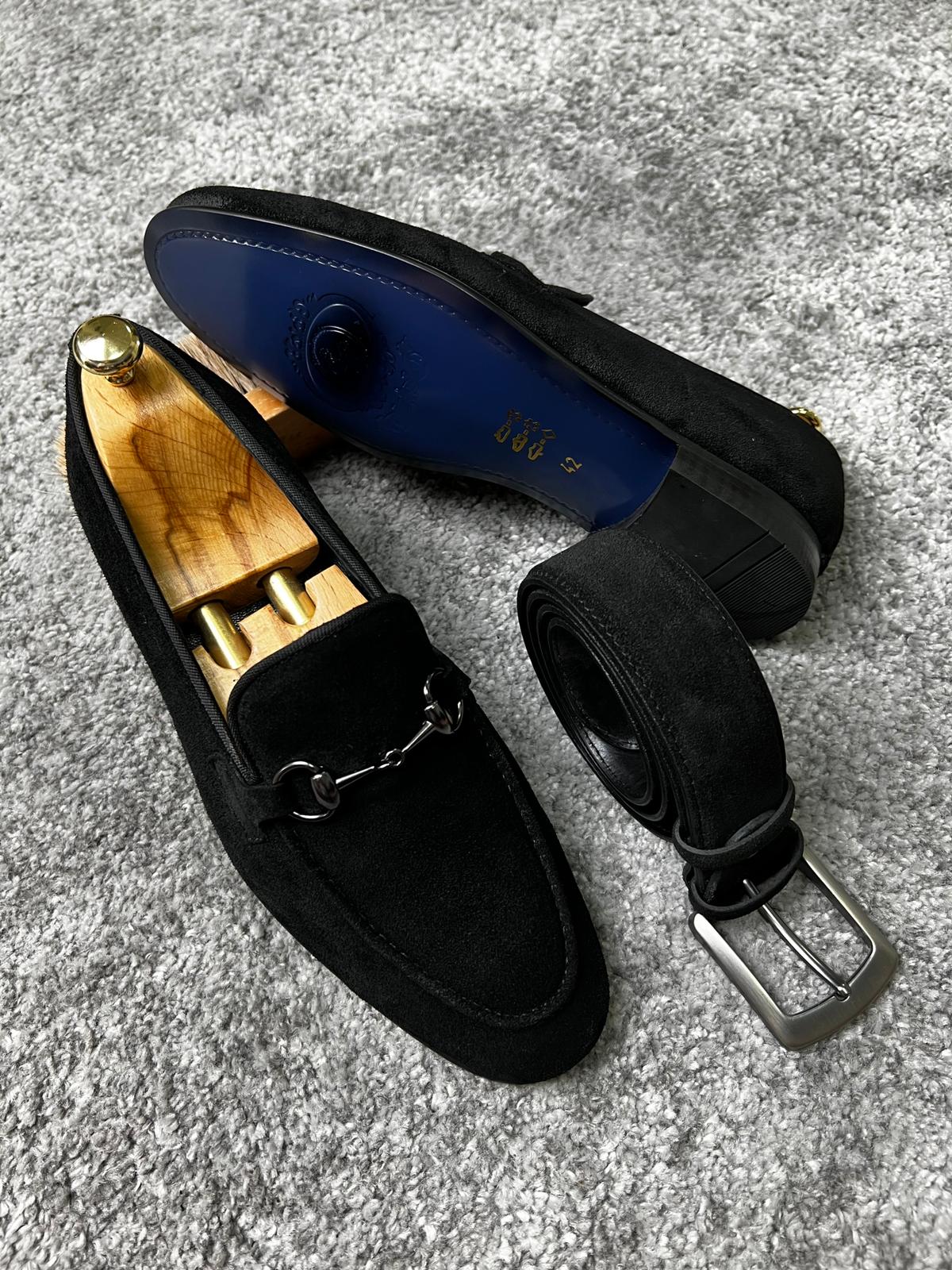 Rava Suede Black Loafers