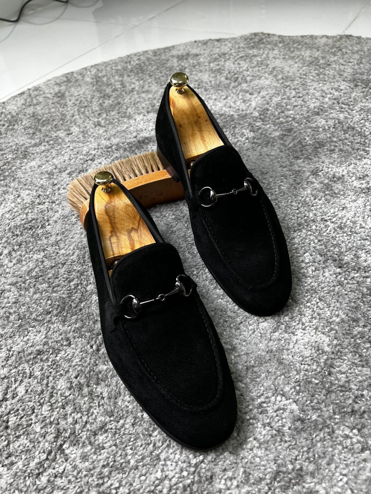 Rava Suede Black Loafers