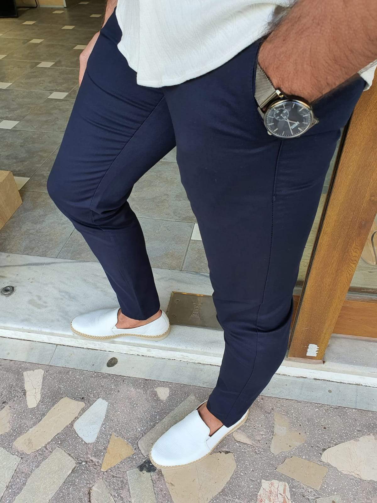 Geneva Navy Blue Slim Fit Pants