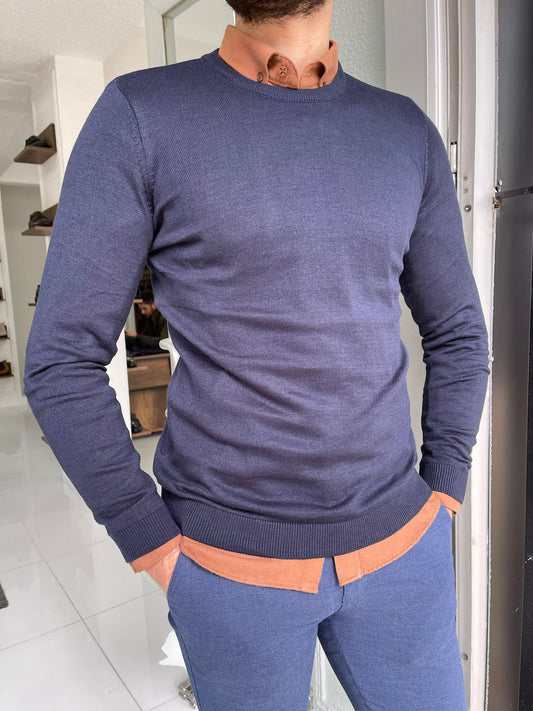 Jake Navy Blue Slim Fit Sweater