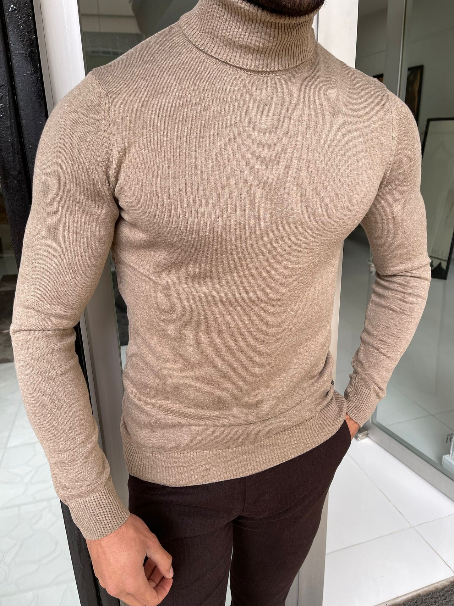 Hamilton Mink Slim Fit Turtleneck Sweater