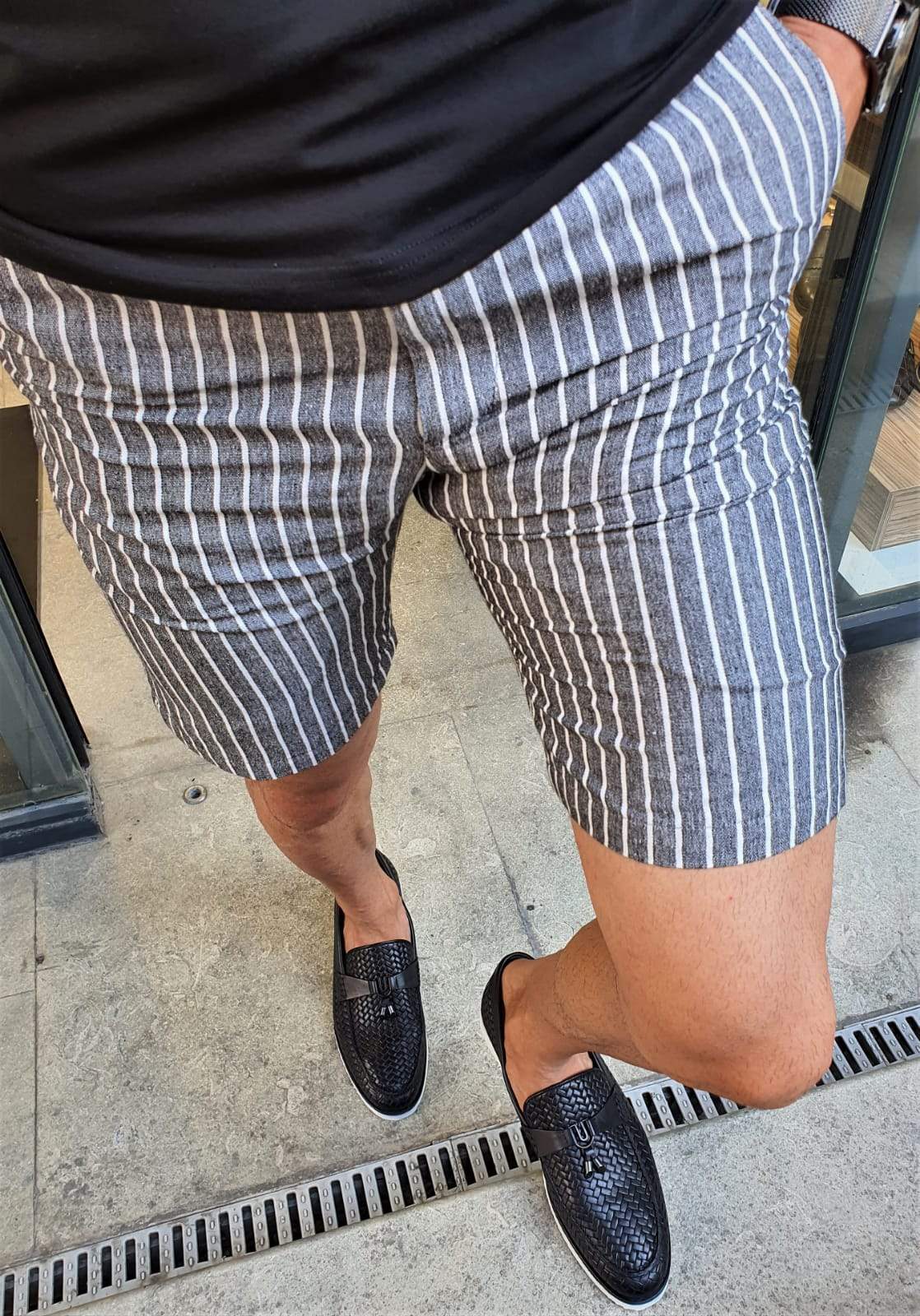 Avila Black Striped Shorts