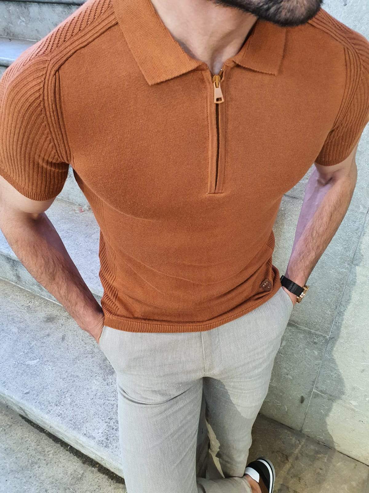 Galla Tobacco Short Sleeve Knitwear