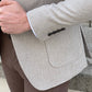 David Beige Self-Patterned Slim Fit Blazer