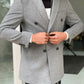 Denver Gray Double Breasted Slim Fit Coat