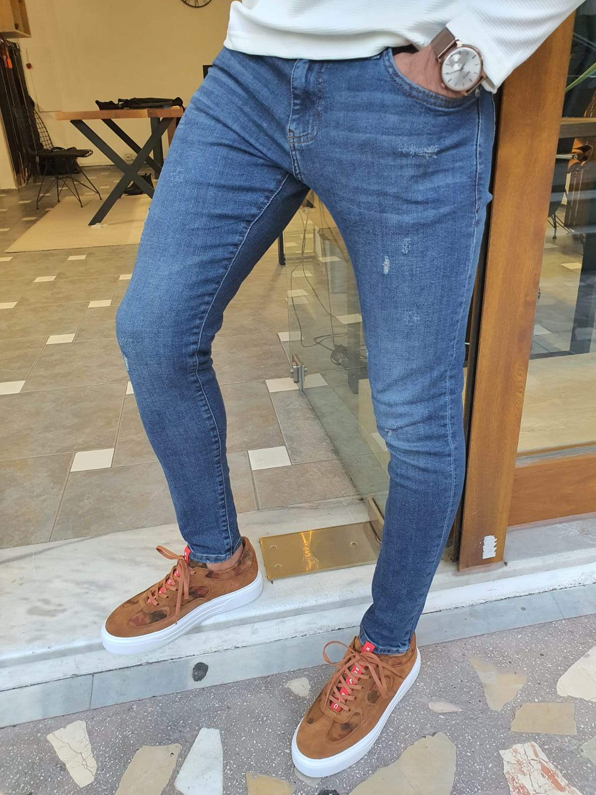 Trier Blue Slim Fit Pants