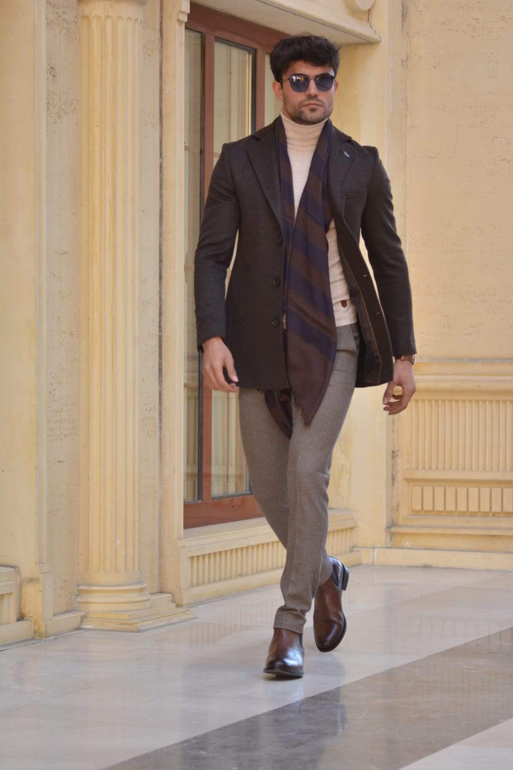 Avila Brown Slim Fit Coat