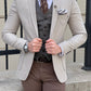 David Beige Self-Patterned Slim Fit Blazer