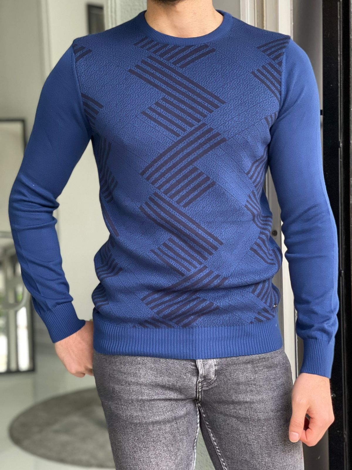 Tucson Sax Patternd Slim Fit Sweater