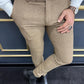 Ravello Camel Plaid Slim Fit Trousers