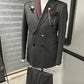 Numancia Black Striped Double Breasted Slim Fit Suit