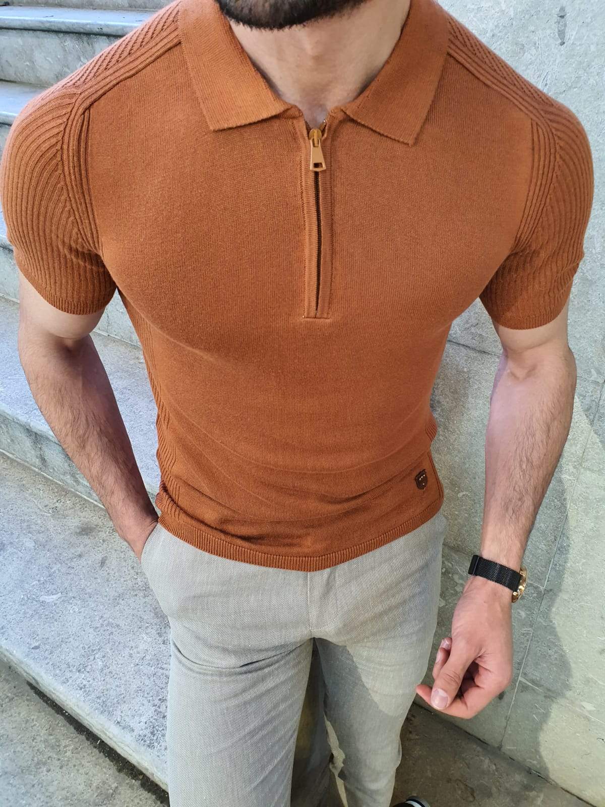 Galla Tobacco Short Sleeve Knitwear