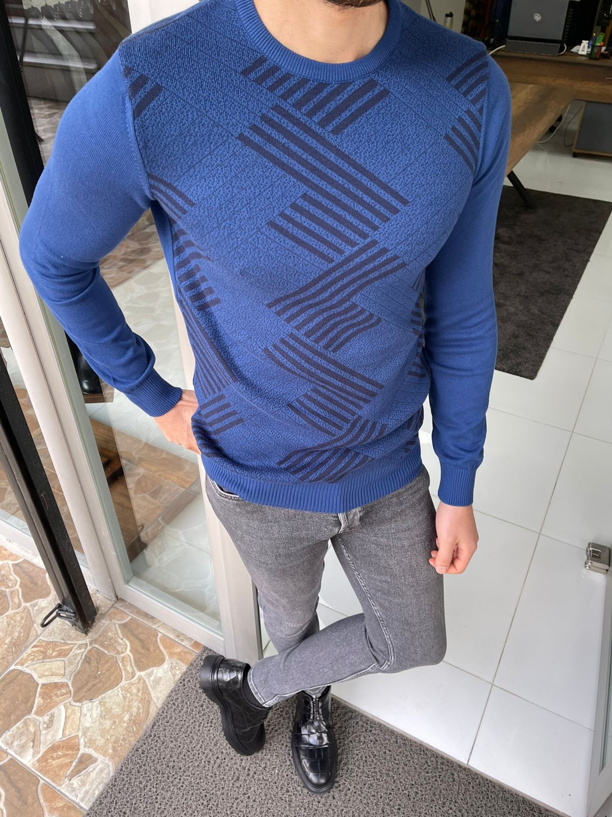 Tucson Sax Patternd Slim Fit Sweater