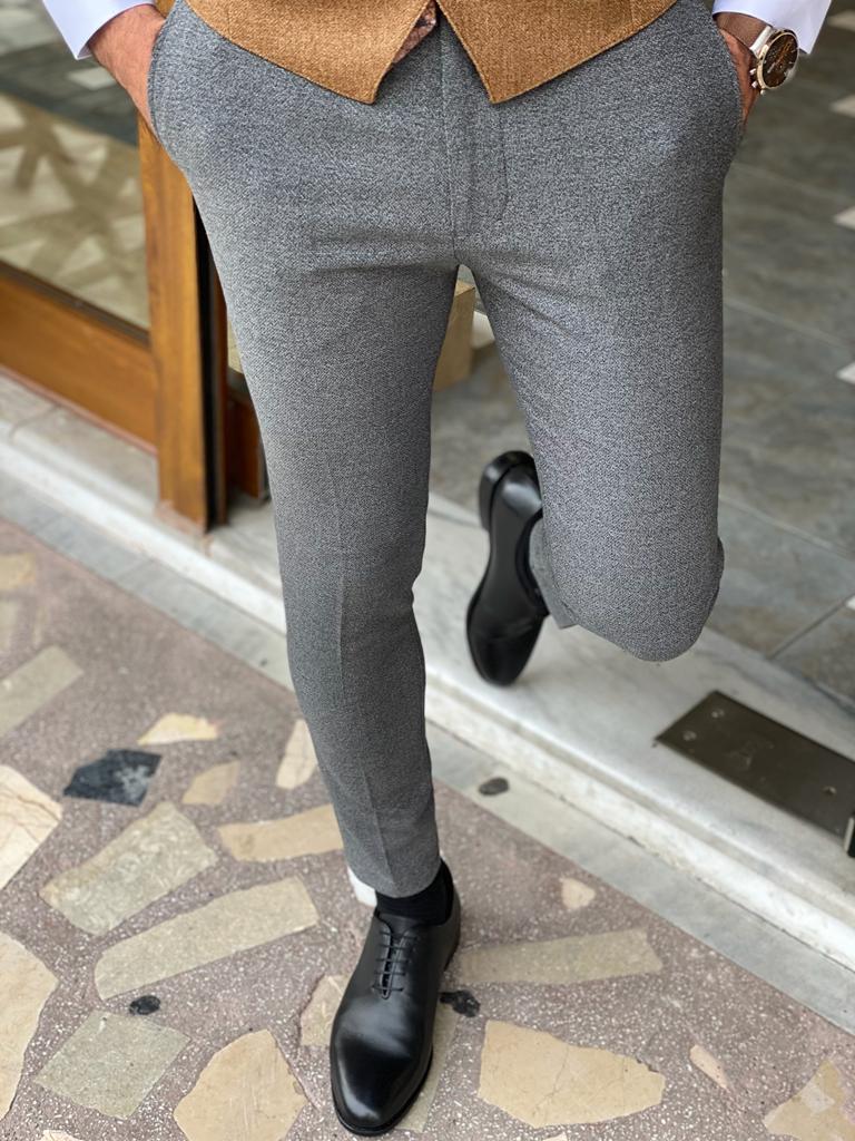 SUITSUPPLY Jort Bolton Trousers Men's UK 42 / W32 Silk & Wool Melange Grey  | eBay