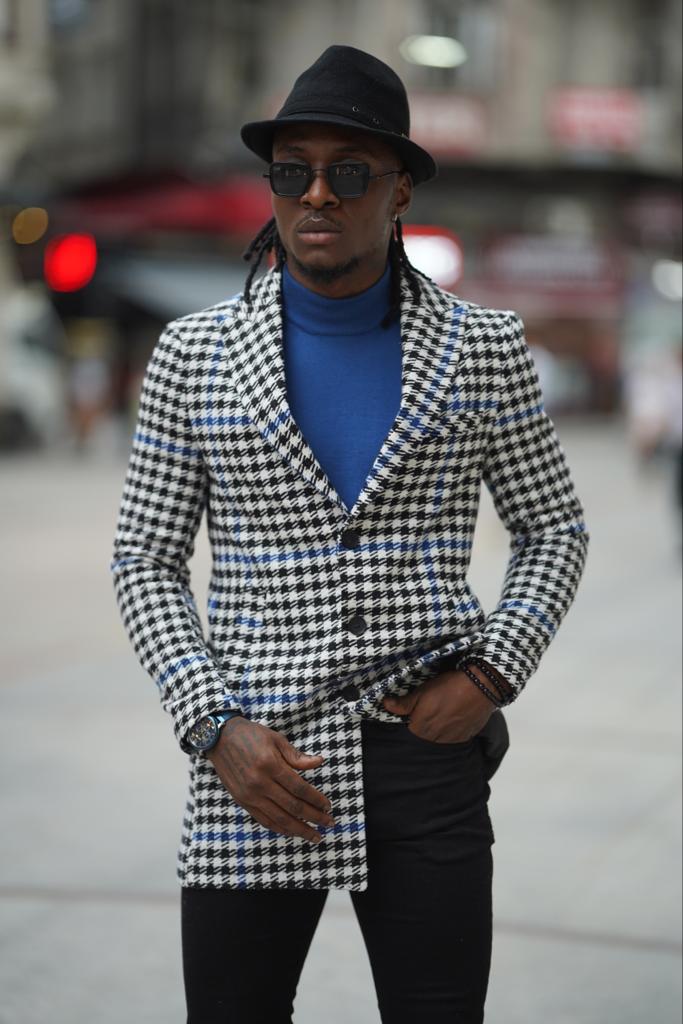 Venice Gray Plaid Slim Fit Coat