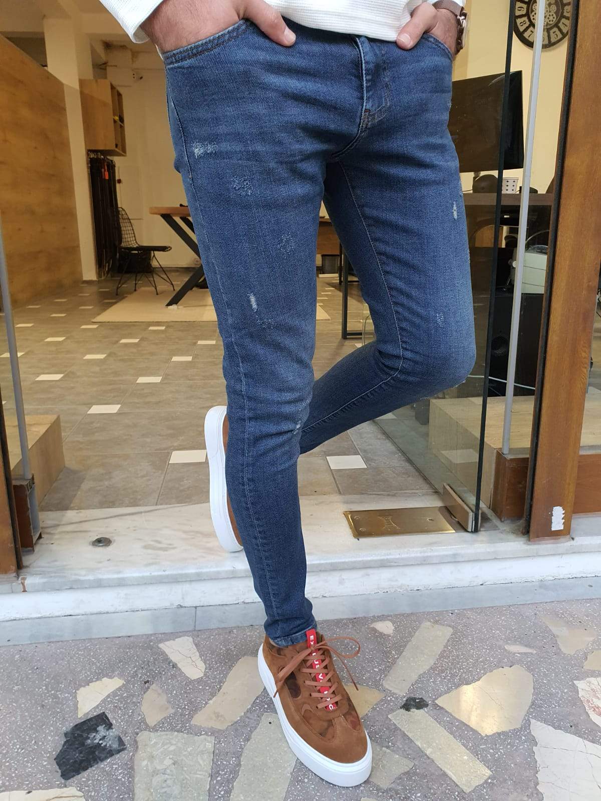 Trier Blue Slim Fit Pants