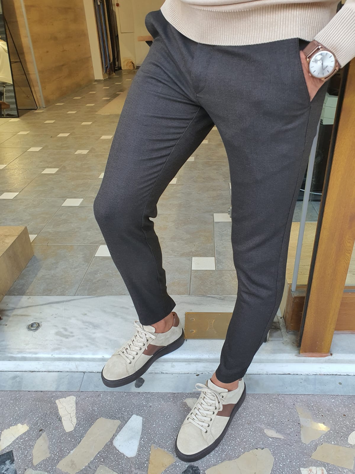 Pinara Black Slim Fit Trousers