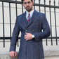 Allen Marbled Navy Blue Double Breasted Coat