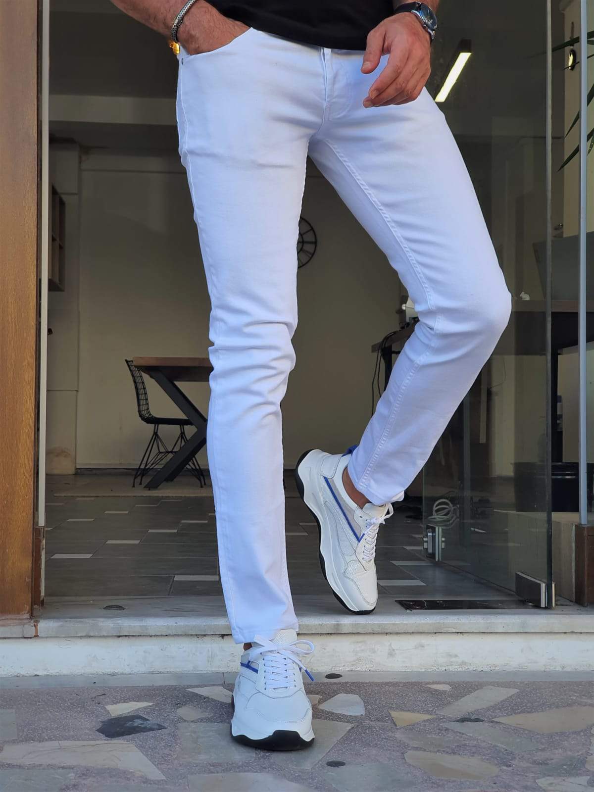 Elmore White Slim Fit Jeans