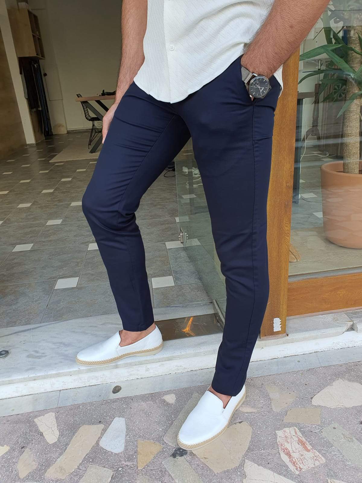 Geneva Navy Blue Slim Fit Pants