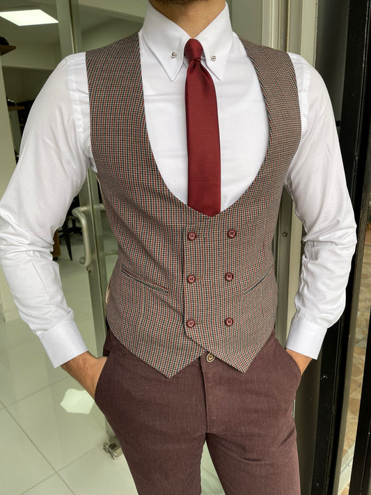 Chester Claret Red Double Breasted Vest