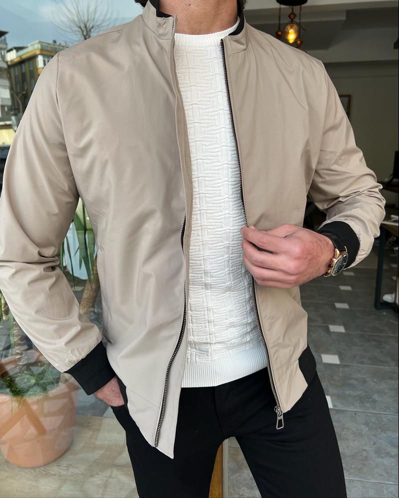 BOSS - Slim-fit jacket in patterned linen and virgin wool