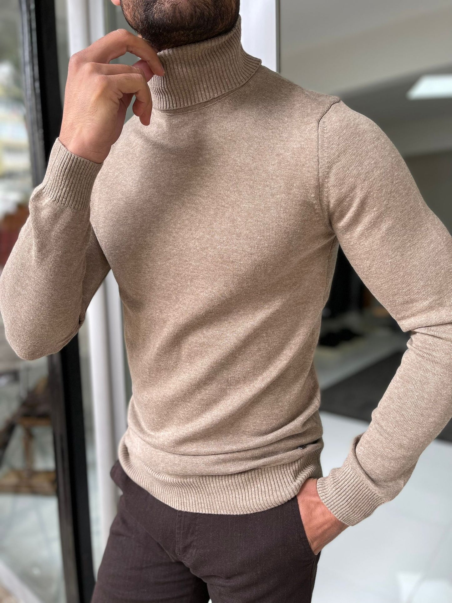 Hamilton Mink Slim Fit Turtleneck Sweater