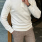 Olena White Slim Fit Knitwear