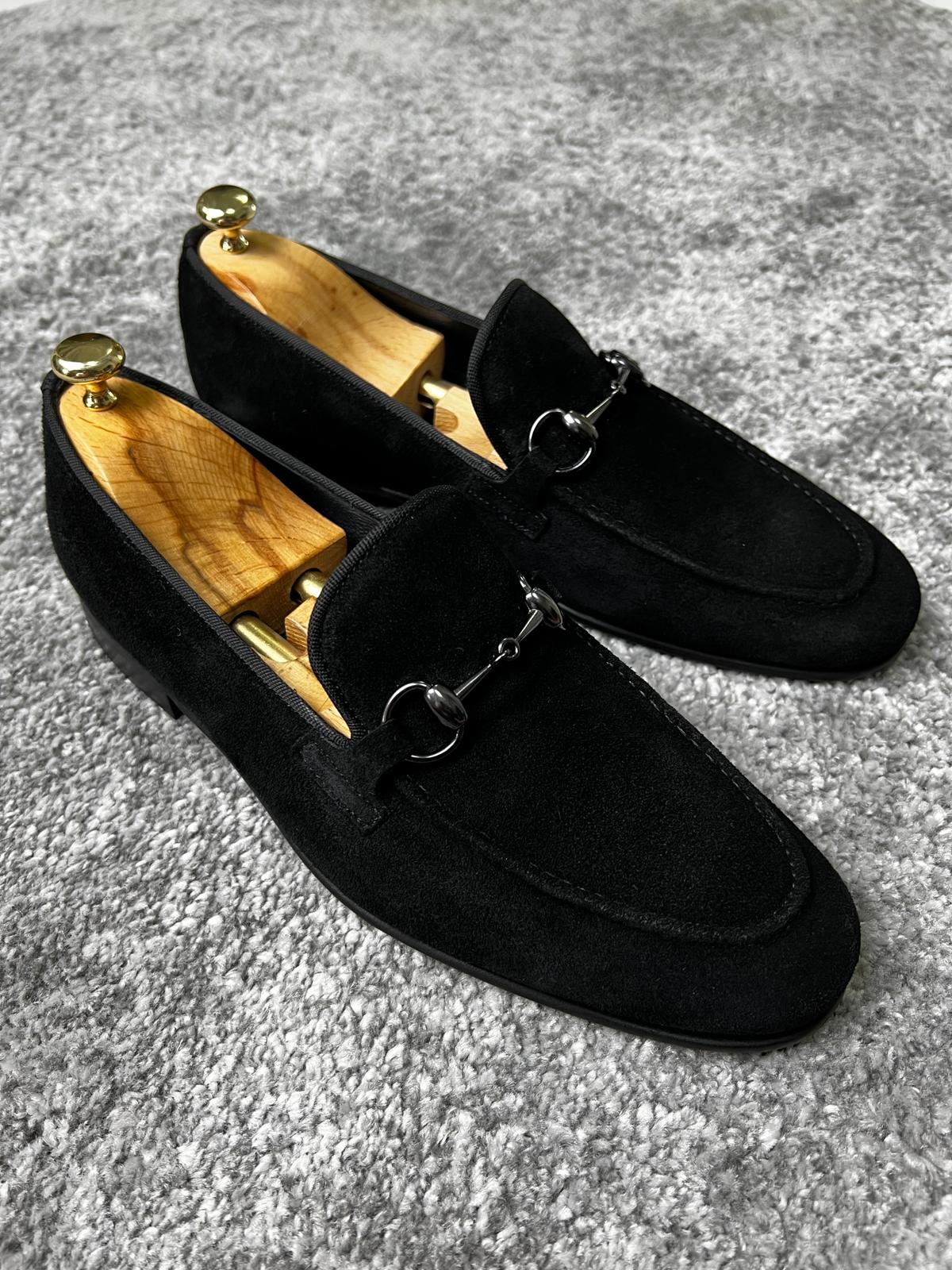 Rava Suede Black Loafers