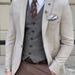 David Beige Self-Patterned Slim Fit Blazer