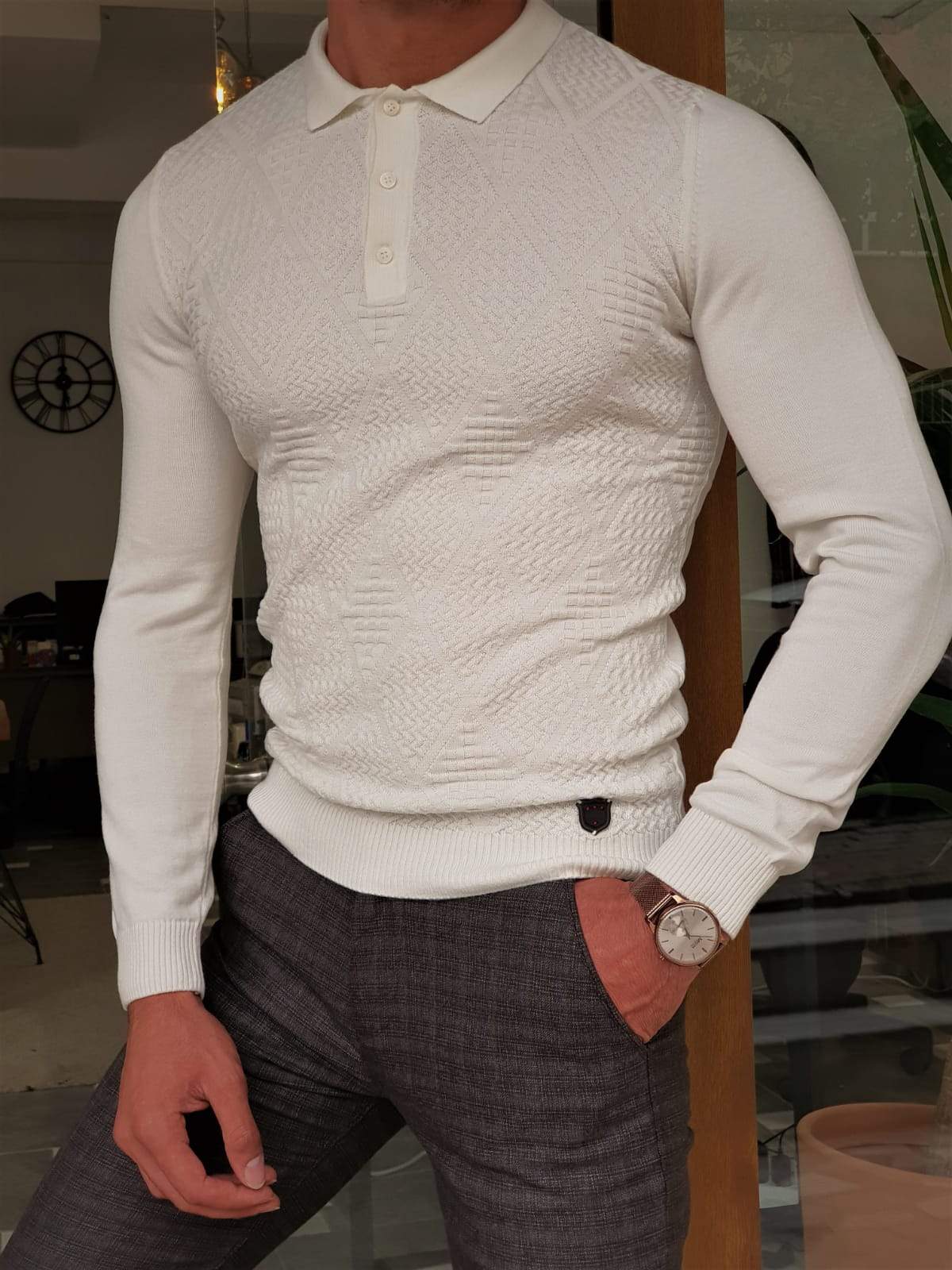 Nittero Ecru Slim Fit Knitwear