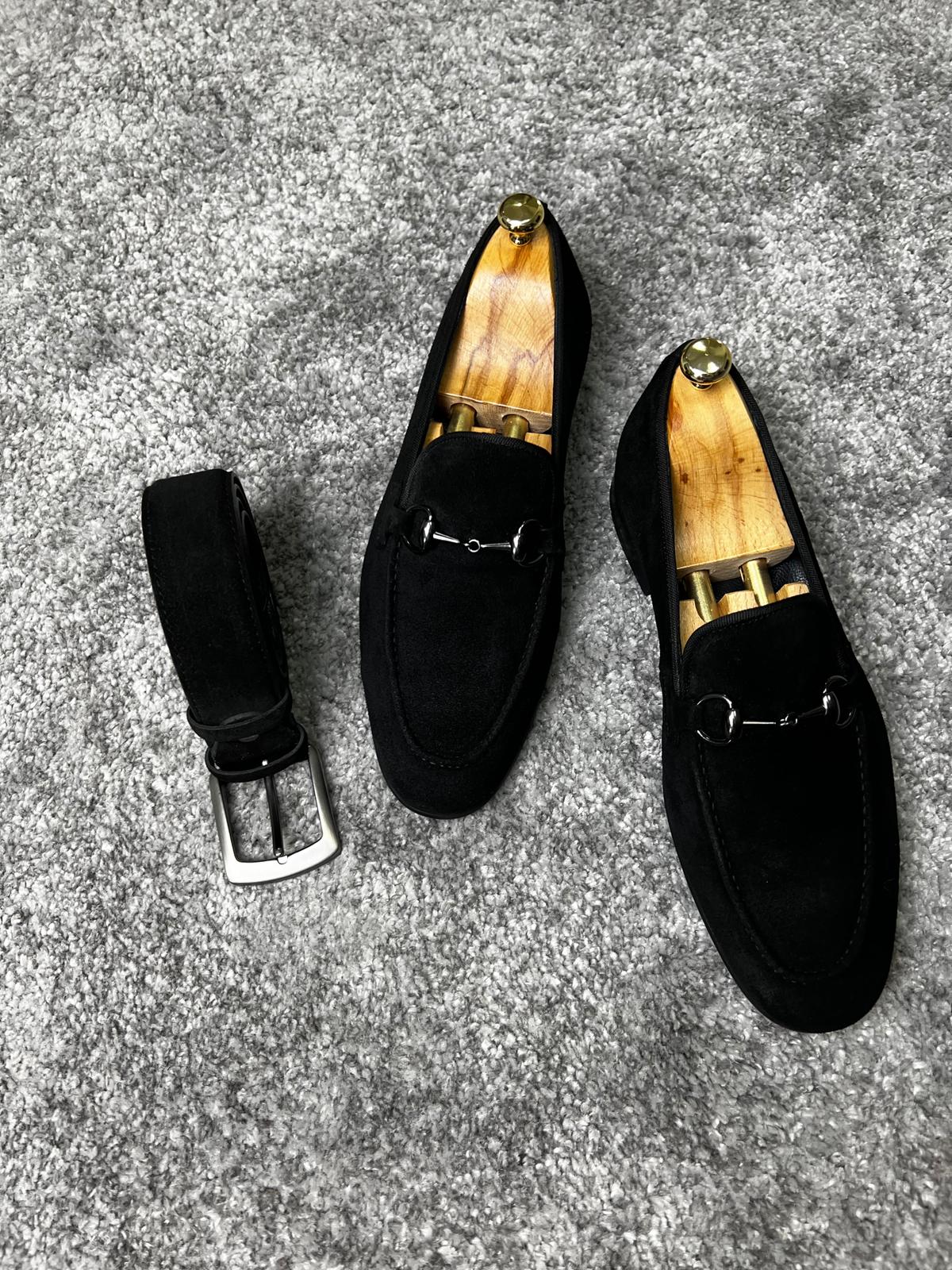 Rava Suede Black Loafers