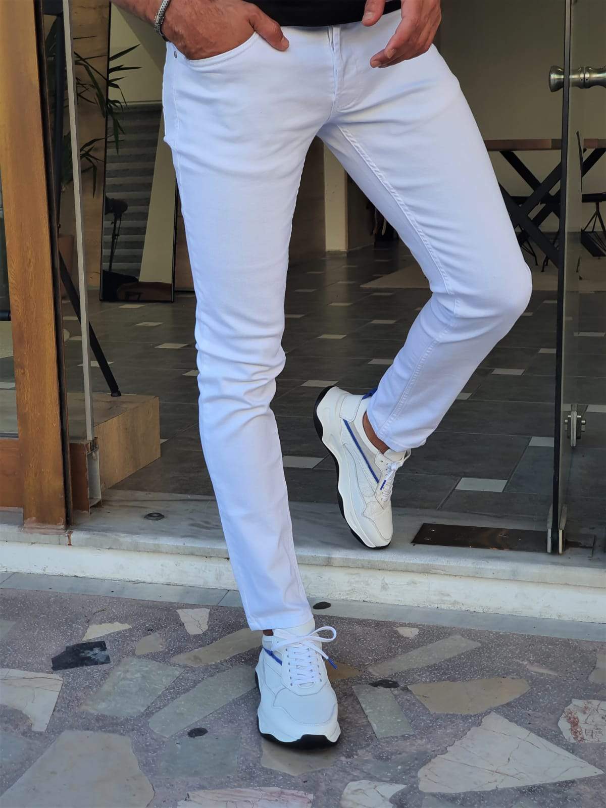 Elmore White Slim Fit Jeans
